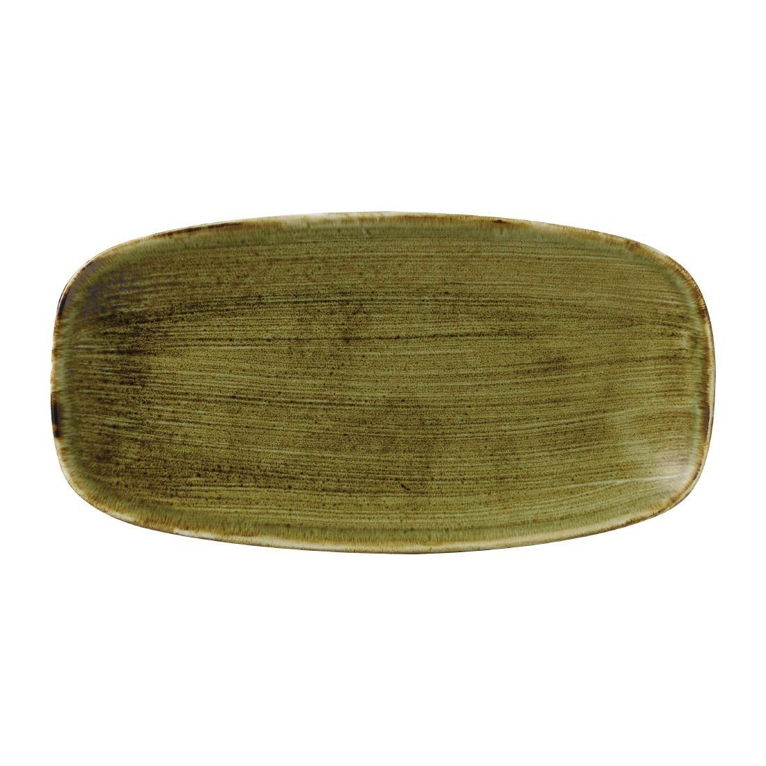 Stonecast Plume Olive Chefs' Oblong Plate No. 3 11 3/4 x 6 " (Pack of 12) - FJ936  - 1