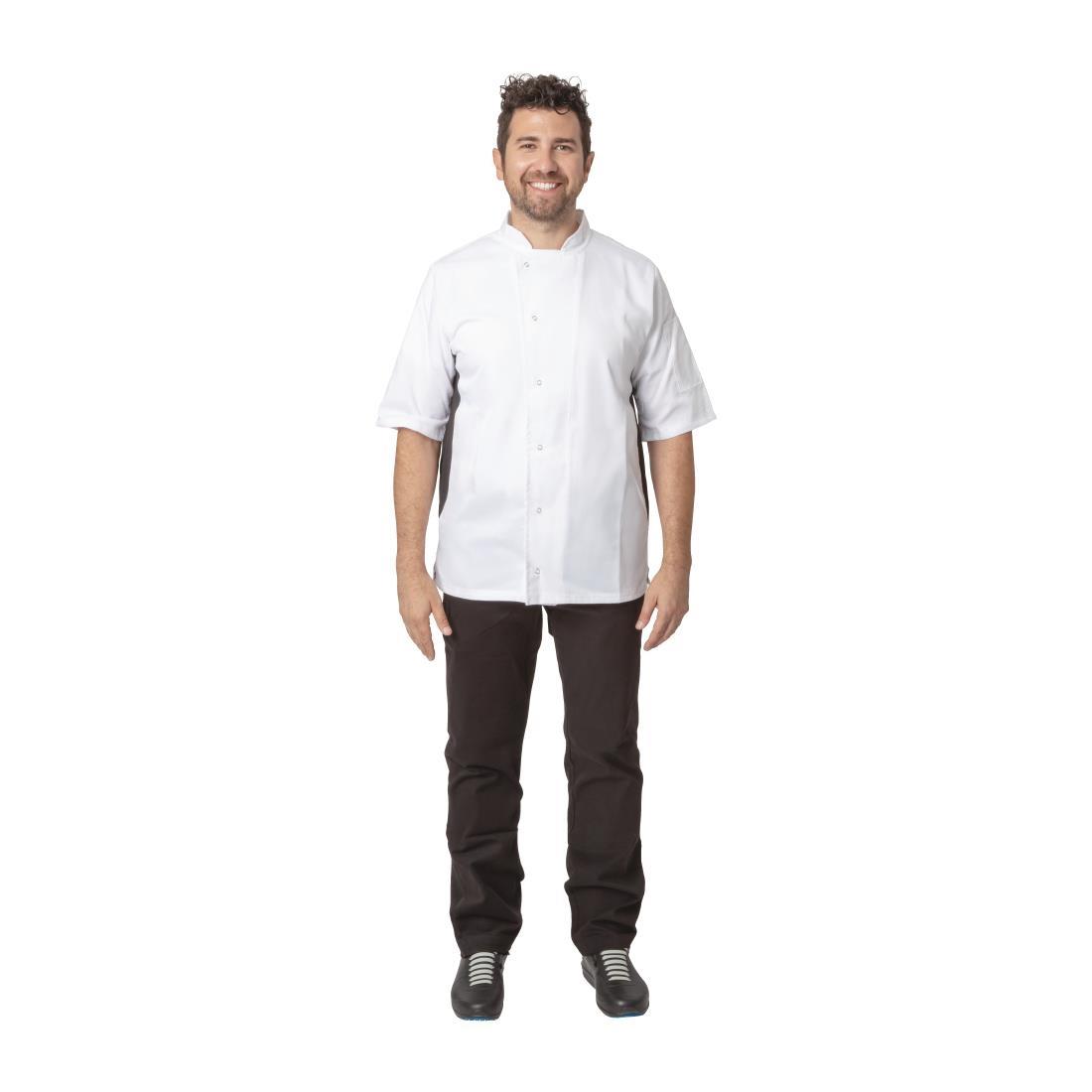 Whites Nevada Unisex Chefs Jacket Short Sleeve Black and White XS - A928-XS  - 2