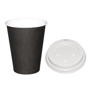 Special Offer Fiesta Black 225ml Hot Cups and White Lids (Pack of 1000) - SA435  - 1