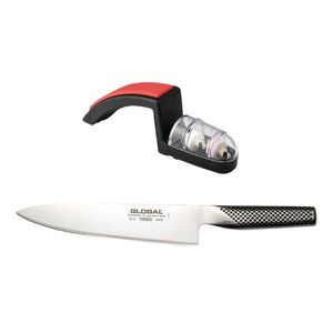 Global Classic Chefs Knife 20cm With Knife Sharpener - DG016  - 1