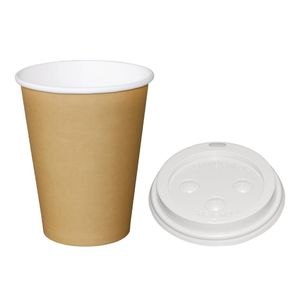 Special Offer Fiesta Brown 340ml Hot Cups and White Lids (Pack of 1000) - SA437  - 1