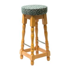 Classic Soft Oak High Bar Stool with Green Diamond Seat (Pack of 2)