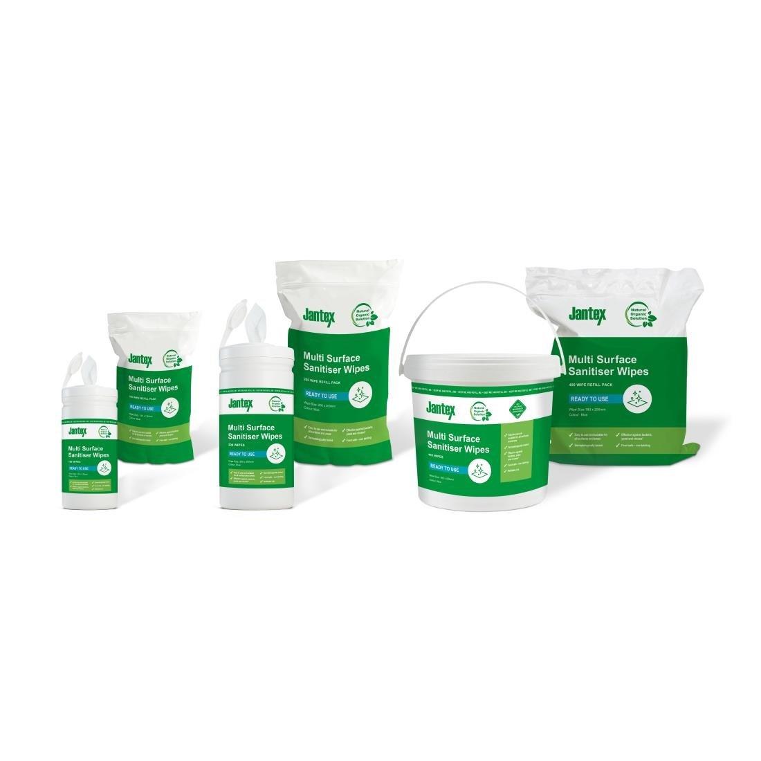 Jantex Green RTU Surface Sanitiser Wipes Refill Pack 200mm (Pack of 200)