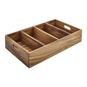 Acacia Wood 4 Compartment Cutlery Tray - WDCT-4 - 1
