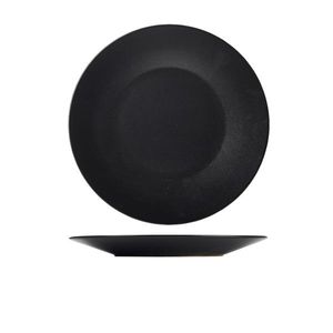 Luna Stoneware Black Wide Rim Plate 27.5cm/11" (Pack of 6) - B2965 - 1