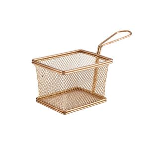 Copper Serving Fry Basket Rectangular 12.5 x 10 x 8.5cm (Pack of 6) - SVB1210C - 1