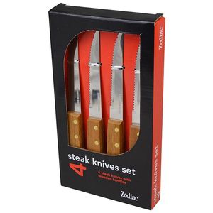 4Pc Pack Wooden Handled Steak Knives - 2261-4