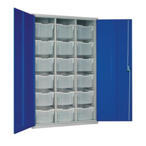 18 Tray High-Capacity Storage Cupboard - Blue with Transparent Trays - HR688 - 1