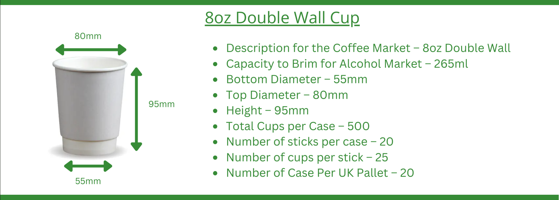 8oz Double Wall Cup Dimensions