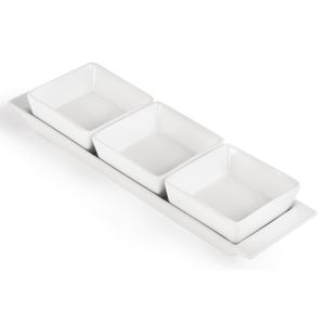 Olympia Whiteware Snack Dishes with Plates 3 Section (Pack of 2) - U816 - 3