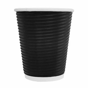 Fiesta Recyclable Coffee Cups Ripple Wall Black 340ml / 12oz (Pack of 25) - CM541 - 1