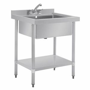Vogue Stainless Steel Midi Pot Wash Sink with Undershelf - GJ537 - 1