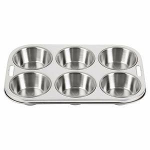 Vogue Stainless Steel Deep Muffin Tray 6 Cup - E714 - 1