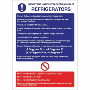 Vogue Refrigerator Guidelines Sign - W196 - 3