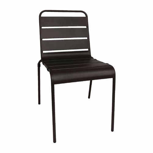 Bolero Black Slatted Steel Side Chairs (Pack of 4) - CS728 - 1