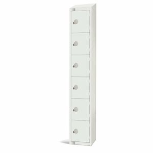 Elite Six Door Coin Return Locker with Sloping Top White - GR314-CNS - 1