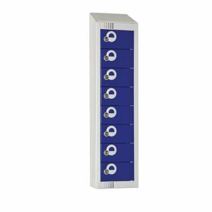 Elite Personal Effects Locker 8 Door Blue Camlock Sloping Top - CF752-CS - 1