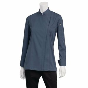 Chef Works Hartford Lightweight Zip Womens Chef Jacket Blue L - BB091-L - 3