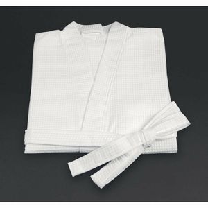 Mitre Essentials Honeycomb Bathrobe Large White - GT737-L - 3