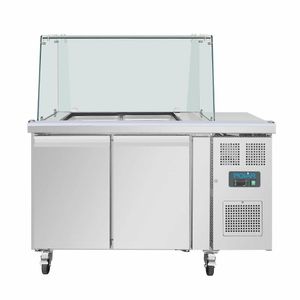 Polar U-Series GN Saladette Counter with Square Sneeze Guard 2 Door - 3