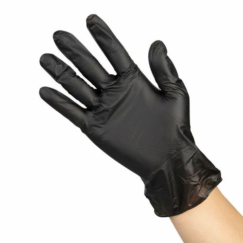 Hygiplas Vinyl Black Powder Free Glove L - pack 100 - FJ748-L - 1