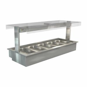 Cossiga Linear Series Drop-in Bain Marie 5x1/1GN w/Flat Top Sneeze Guard 1825mm - HT658 - 1