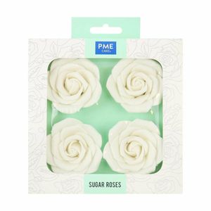 PME White Sugar Roses 62mm (Pack of 4) - HU358 - 1