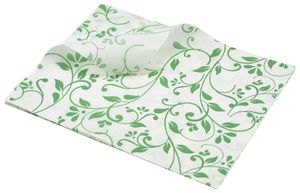 Greaseproof Paper Green Floral Print 25 x 20cm - 1