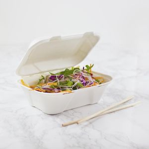 Vegware Compostable Bagasse Clamshell Hinged Meal Boxes 7x 5 (500 Pack) - HZ937 - 3
