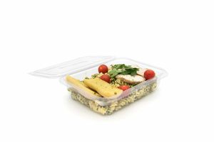 1250ml Rectangular Hinged Lid Salad Container (Case of 200) - 1