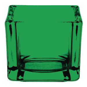 GM225 - Olympia Glass Tealight Holder Square Green - Case 6 - GM225