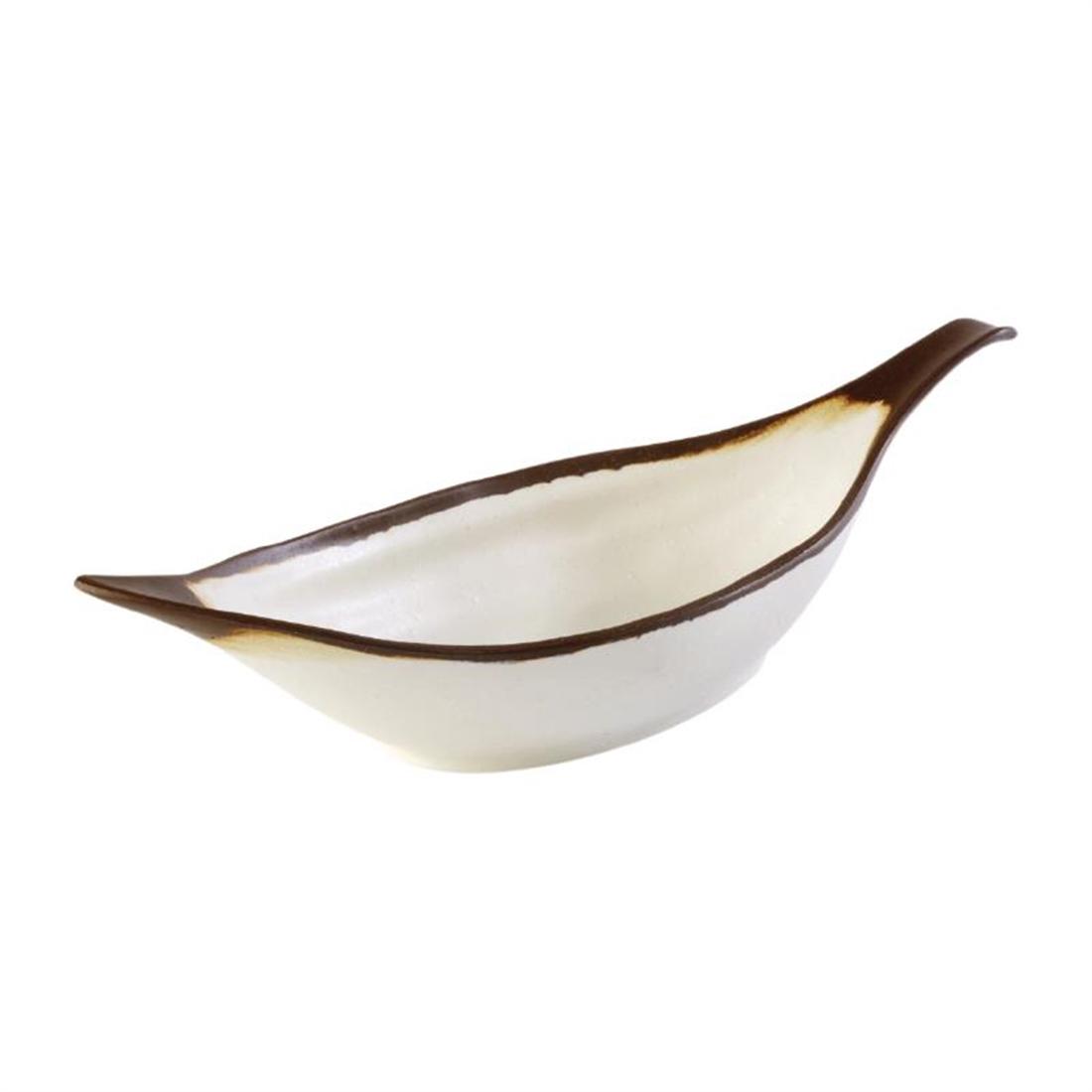 APS Crocker Leaf Bowl Cream. 420mm length - Each - HC735 - 1