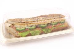 Bagasse Large Sushi Baguette Tray Kraft PET Lids Recyclable - Case 300 - E51298 - 1