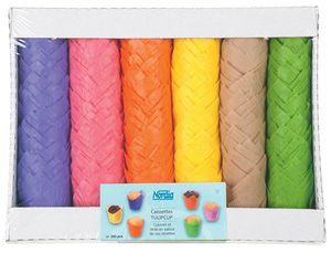 Packet Of 300 (50 Of Each Colour) Tulipcup Greaseproof Paper Liners Purple/pink/yellow/red/orange/green Ø 35 H 60 Mm - 923241 - 1