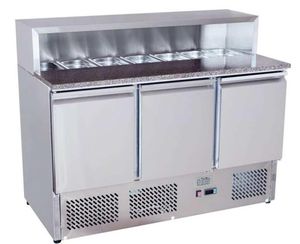 Ice-A-Cool ICE3858GR 3 Door Refrigerated Marble-Top Saladette Preparation Counter, 380 Litres - ICE3858GR - 1