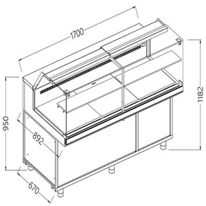 Diamond VB17X/R Snack Patisserie Display Counter with Understorage, 1700mm - VB17X-R - 1