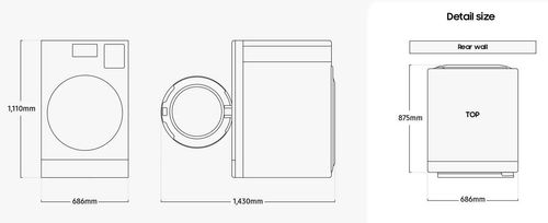 Samsung WD18DB8995BZT1 Bespoke AI All-in-One Heat Pump Washer Dryer, 18/11kg - WD18DB8995BZT1 - 8