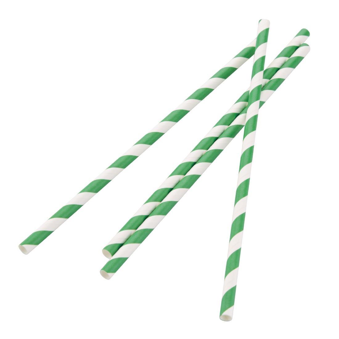 Fiesta Compostable Paper Straws Green Stripes (Pack of 250) - DE928  - 2
