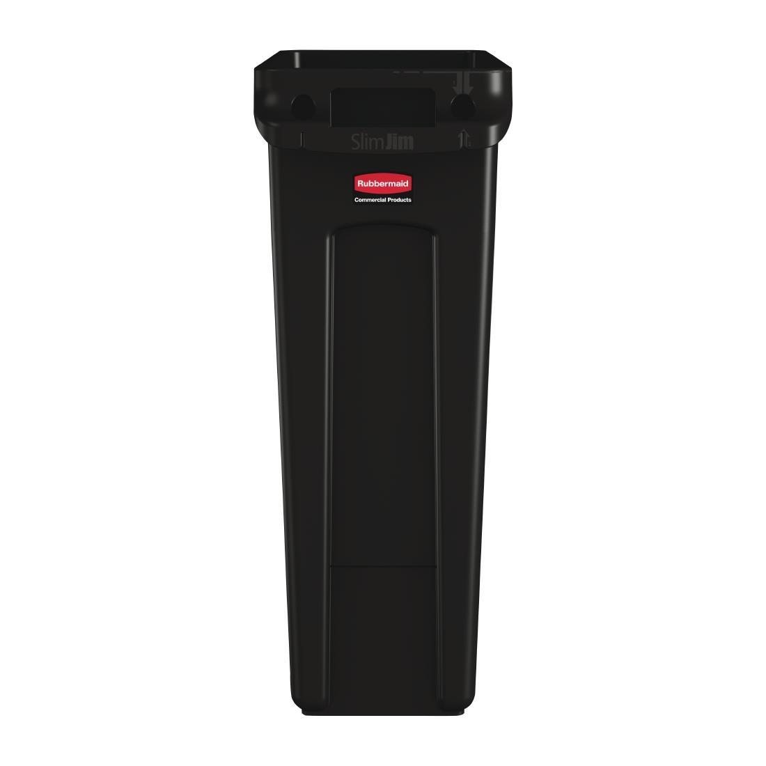 Rubbermaid Slim Jim Container With Venting Channels Black 87Ltr - CP653  - 2