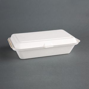 Fiesta Compostable Bagasse Hinged Food Containers 248mm - DW249  - 1