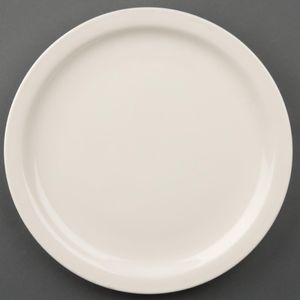 Olympia Ivory Narrow Rimmed Plates 255mm (Pack of 12) - U844  - 1