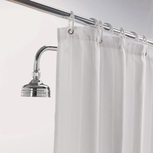 Mitre Luxury Satin Stripe Shower Curtain White 1800mm - GW414  - 1