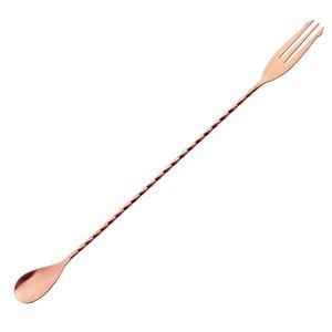 Olympia Cocktail Mixing Spoon with Fork Copper - DR616  - 1