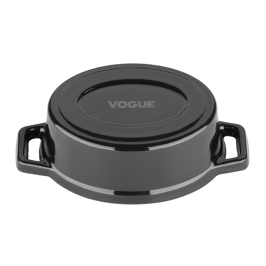 Vogue Cast Iron Oval Mini Pot Black - Y264  - 5