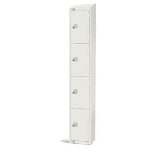 Elite Four Door Coin Return Locker with Sloping Top White - GR312-CNS  - 1