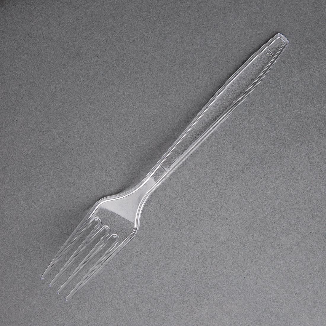Fiesta Heavy-Duty Disposable Plastic Forks Clear (Pack of 100) - CP888  - 1