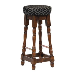 Classic Rubber Wood High Bar Stool with Black Diamond Seat (Pack of 2) - FT401  - 1