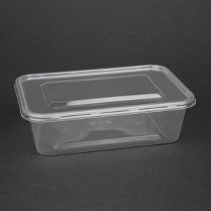 Fiesta Recyclable Plastic Microwavable Containers with Lid Medium 650ml (Pack of 250) - DM182  - 1