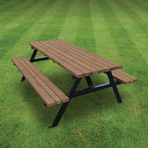 Bolero Steel Frame Wooden Picnic Bench 4ft - DM990  - 3