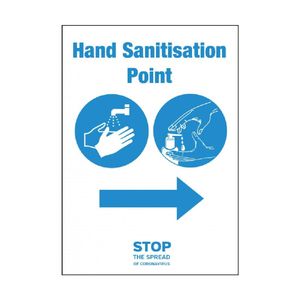 Hand Sanitisation Point Arrow Left Sign A4 Self-Adhesive - FN850  - 1